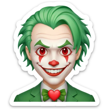 The Joker villain with a heart surrounding him sticker