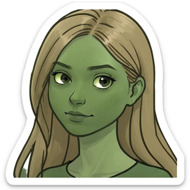 Girl with long blonde brown hair sticker
