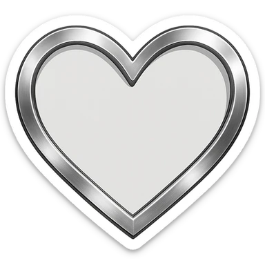 heart with a metallic silver border, clean digital illustration sticker