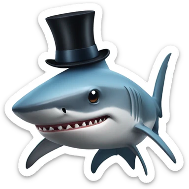 Shark with a top hat sticker