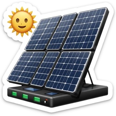 Solar panel array with an inverter and battery Bank sticker