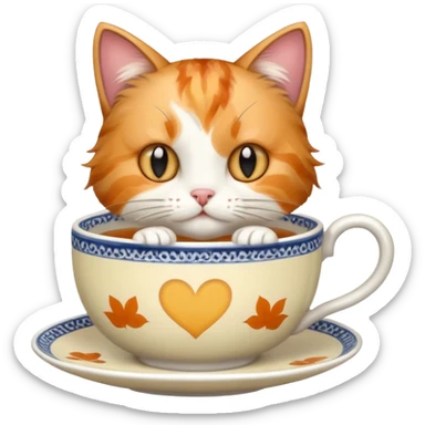 Cat sipping tea sticker