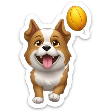 Chien qui coure avec un ballon de rugby sticker