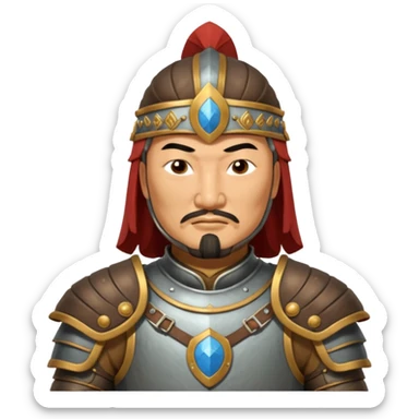 Genghis Khan in armor in 3/4 position sticker
