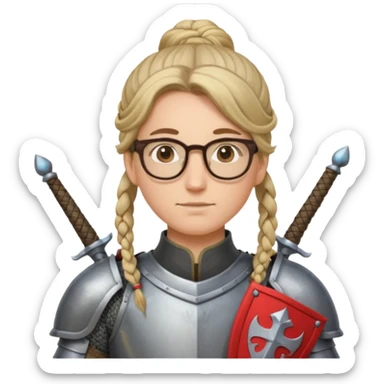 knight's with glasses with long boarder & hair bun hair sticker