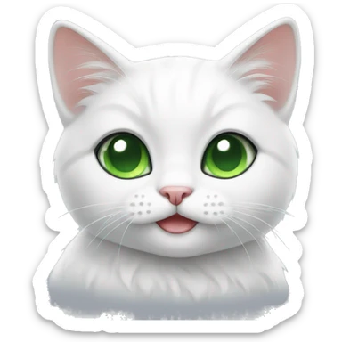 Cute adorable white cat with green eyes sitting  sticker