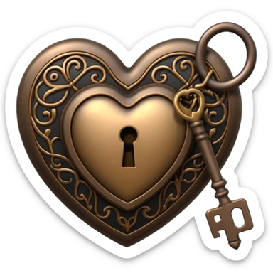 heart with a dark lock and key sticker