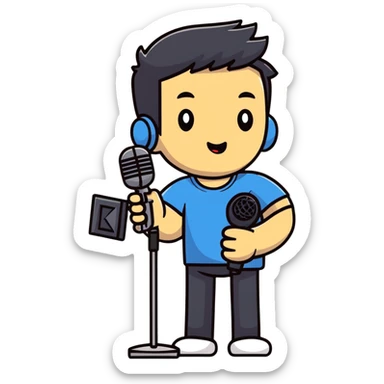 Man holding a microphone, performer sticker