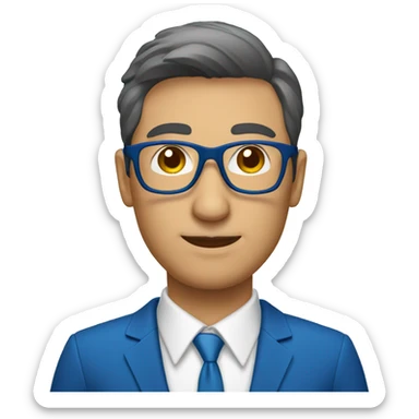 consultor empresarial con lentes y traje azul sticker