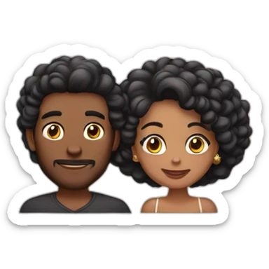 Chico calvo con su novia de pelo negro sticker