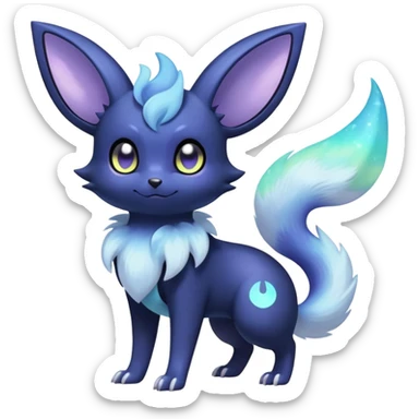 Shiny pastel Nebulae Noibat-Meowstic-Umbreon-Fakémon-hybrid-creature (full body)  sticker