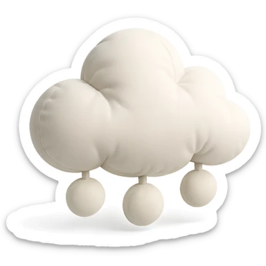 plush cushion style cloud with snow, cute and soft sticker