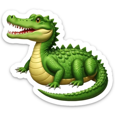 Crocodile  laying down with tail over its back with its mouth alittle open sticker