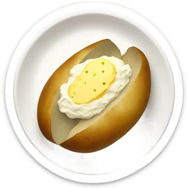 Plate of Baked potato with butter and salt sticker
