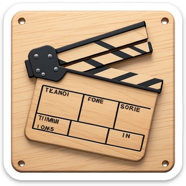 simple clapperboard from top view, geometric outline with thin black lines and single diagonal line, minimalist sticker