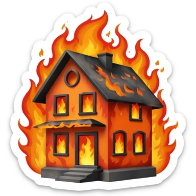 house burning down sticker