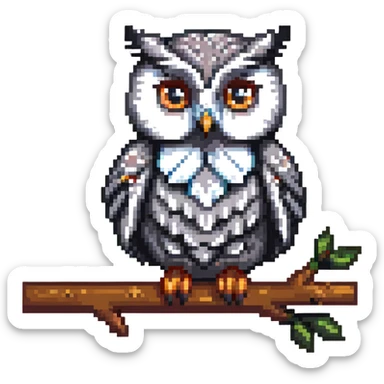 cute owl perched on a branch sticker