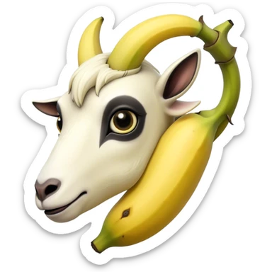 A banana that looks like a goat. With a gothic look.  sticker