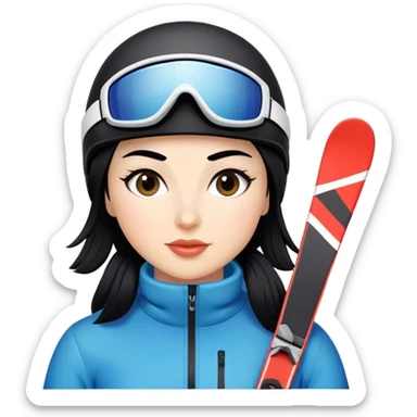 Ski woman downhill black hair2 sticker