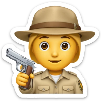 As un emoji blanco con una gorra y una garrafón un pistola  sticker