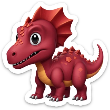 a maroon dinosaur with a Rhombus head and black eyes. sticker