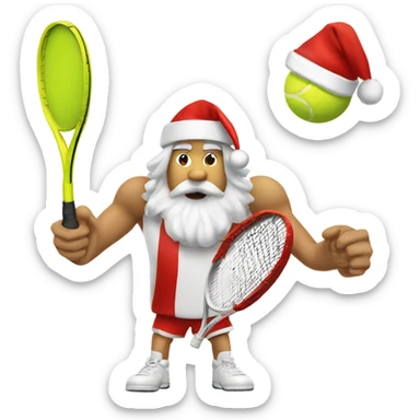 Tennis player playing tennis right handed wearing Santa hat Caucasian sticker