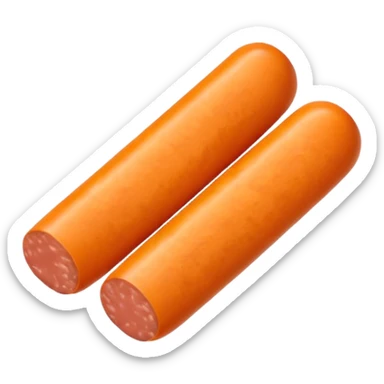 orange cylindrical pieces sausage shaped on each end with no lines sticker