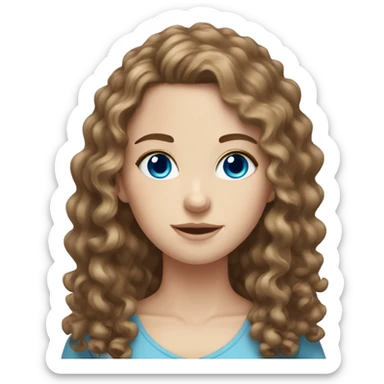 White girl with blue eyes and brown curly hair  sticker
