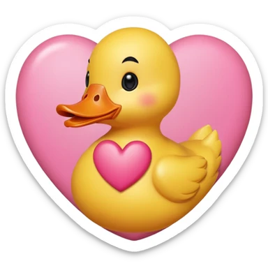 Yellow duck inside pink heart sticker