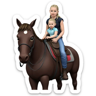 realistic baby horseback riding sticker