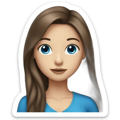 Brunette girl with long hair and blue eyes sticker