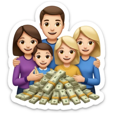 money around a family of four people sticker