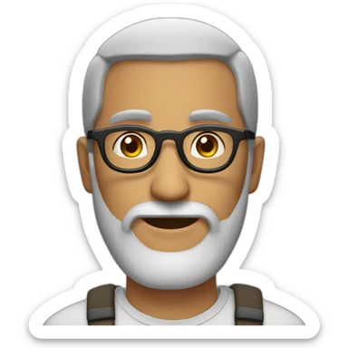 Middle age Arab man with a long blach beard, round glasses and short hair. sticker