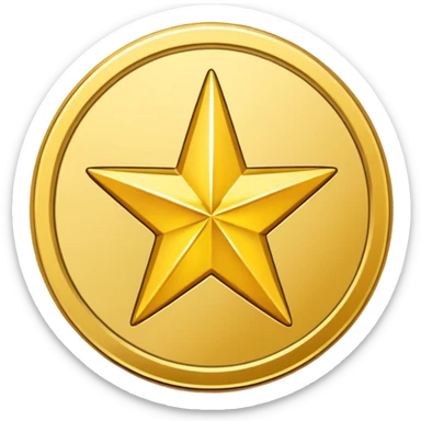 Gold star coin emoji in a circle sticker