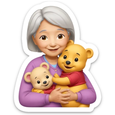 Asian grandma and Winnie the Pooh sticker