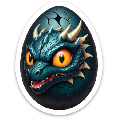 black egg cracked dragon sticker