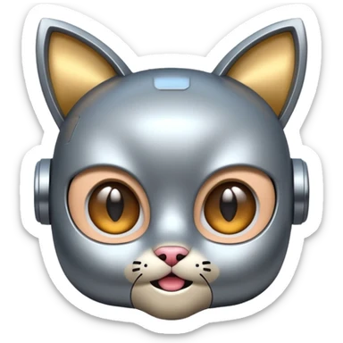 robot looking surprised with cat ears and looks funny sticker