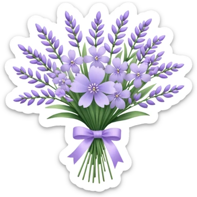 A delicate hand-tied lavender bouquet, featuring wisps of pale lila sticker