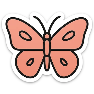 rose gold butterfly, modern icon style sticker