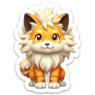 Colorful Shiny Kawaii Cute Tiger-Arcanine—Vulpix-Fakémon-Pokémon full body sticker