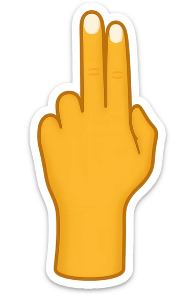 Female palm with two fingers up, matching the pose in the reference image, normal emoji style with transparent background, white nails. Variant 3 with subtle skin tone variation. sticker