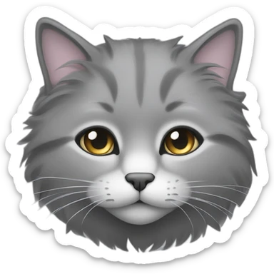 A fluffy gray cat curled up in the center of the bed The cat's eyes are closed and it is sleeping peacefully The cat's fur is soft and luxurious sticker