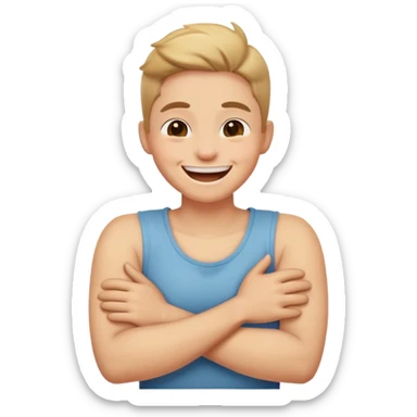 Arms crossed around neck laughing  sticker