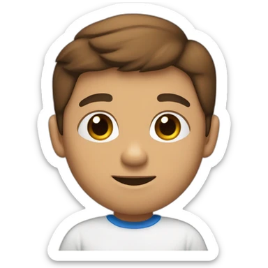 Niño con ojos de color azules, color castaño, piel blanca, barba de color marron. sticker