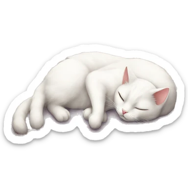 White cat sleeps sweetly on the rug sticker