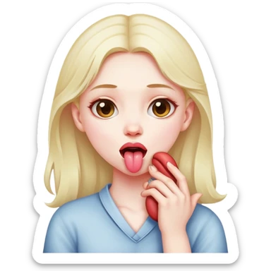 Girl holding neck crossed with tongue out sticker