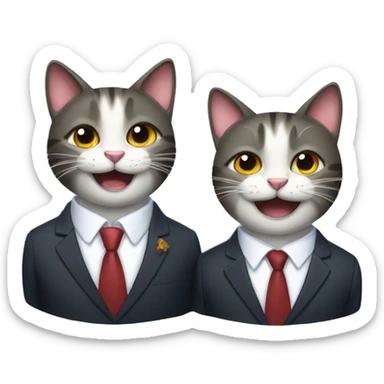 two happy cats in suits sticker