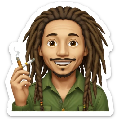 Bob Marley version cartoon smoked weed sticker
