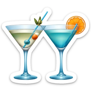 Create an two emoji of martini cocktail, cheers with blue lagoon cocktail sticker