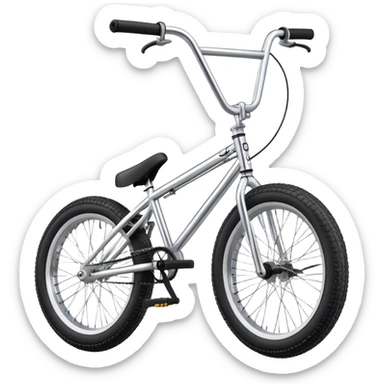 Classic BMX trick bike with detailed features, metallic frame, knobby tires, high handlebars, standard BMX proportions sticker